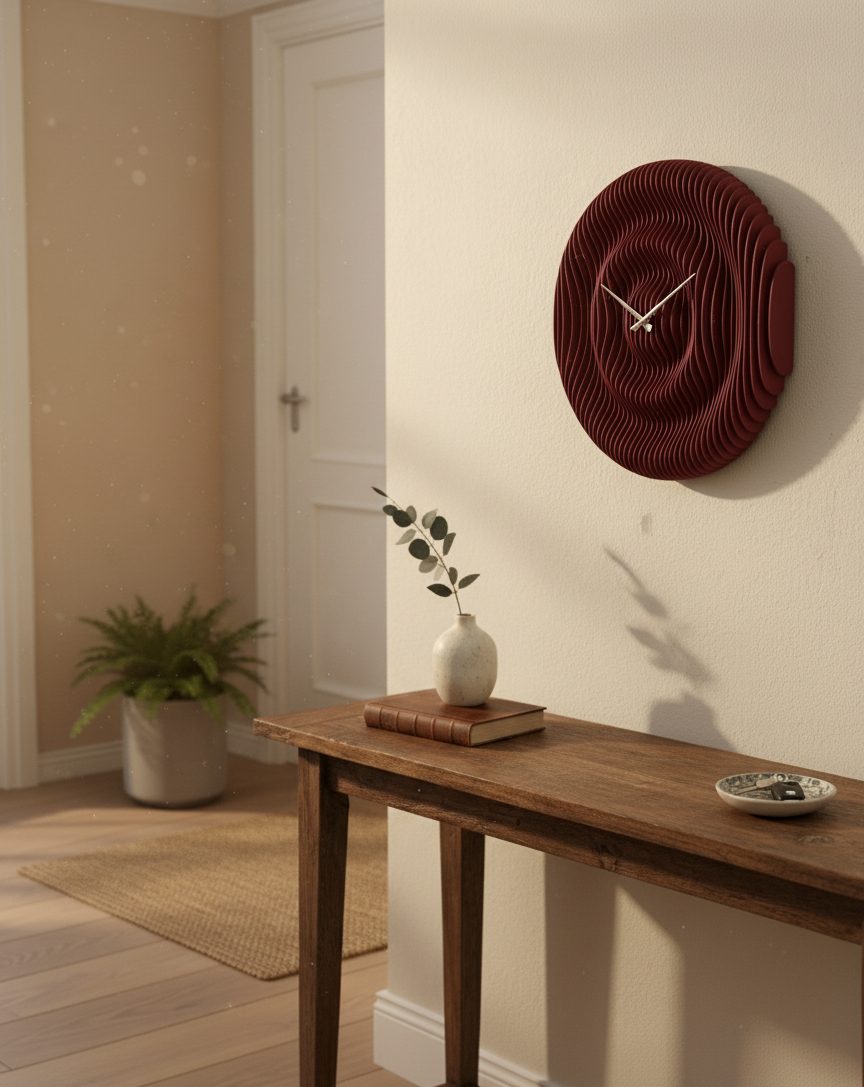 Parametrik Ahşap Duvar Saati - Modern 3D Katmanlı El Yapımı Saat