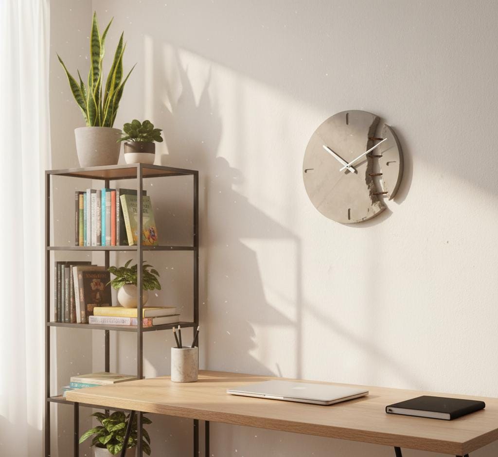 Brütalist Beton Duvar Saati – Endüstriyel / Mimari Dekor