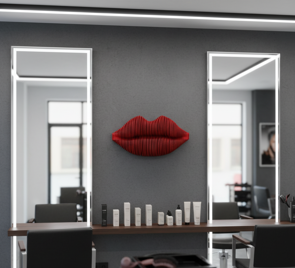 3D Kırmızı Dudak Duvar Dekoru – Modern & Sanatsal Tasarım