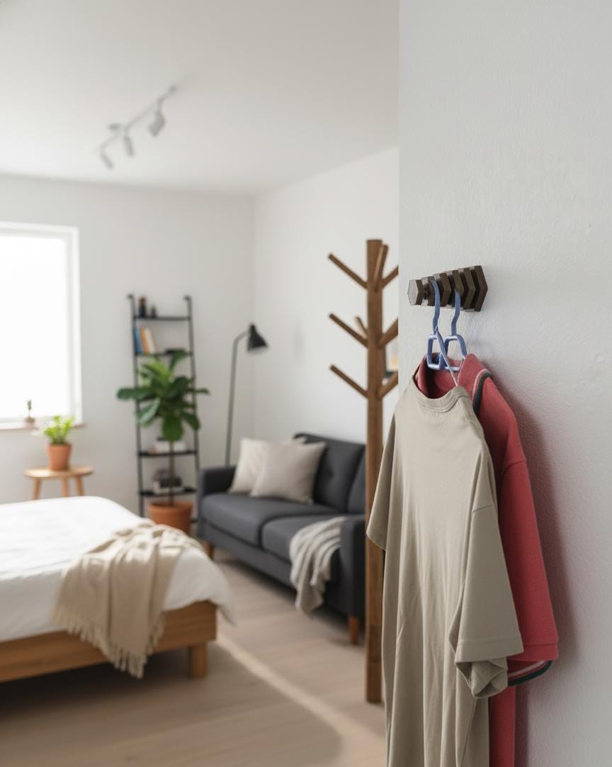 3D Baskı Duvara Monte Kıyafet Askılığı – Dikey 4 Kancalı Hexagon Askı