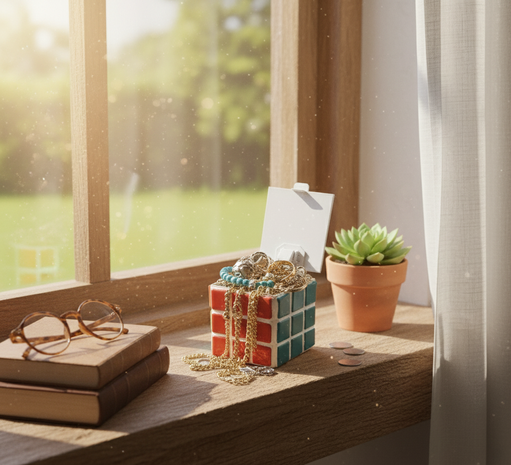 El Yapımı Mozaik Rubik Küp Kutusu – Mücevher & Hatıra Saklama