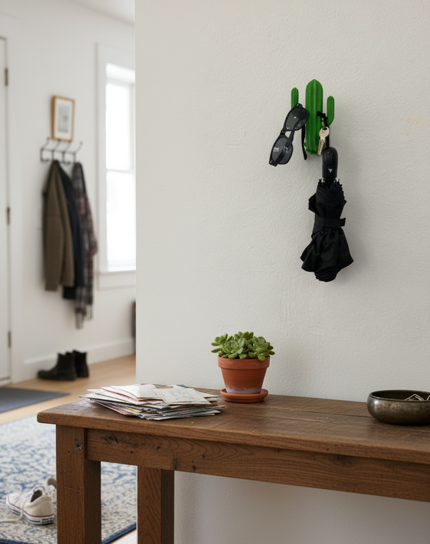 Kaktüs Duvar Askısı – Eğlenceli Tasarımlı Ceket / Çanta / Şemsiye / Anahtar / Gözlük askısı