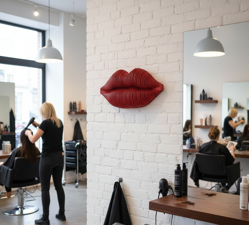 3D Kırmızı Dudak Duvar Dekoru – Modern & Sanatsal Tasarım