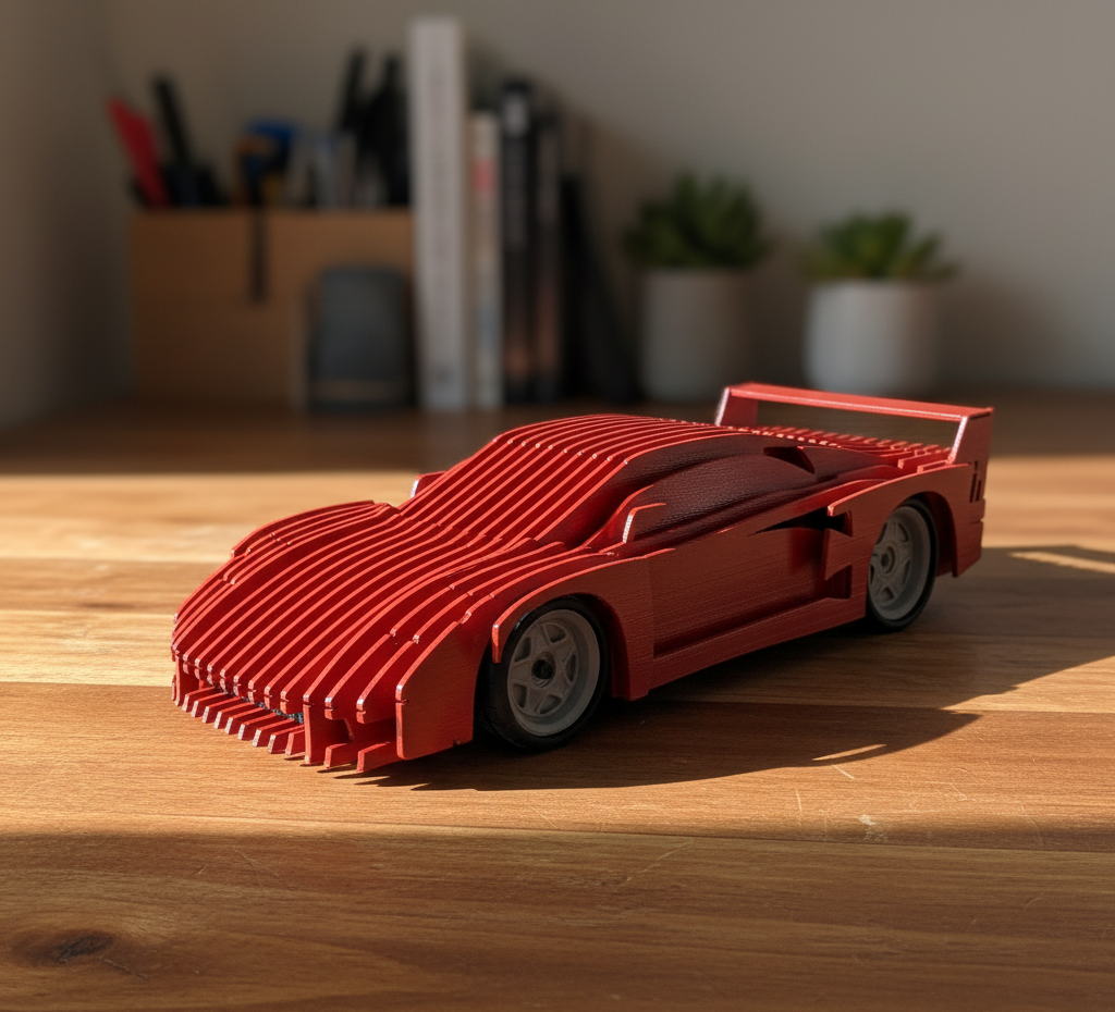 3D Kırmızı Ferrari Dekoratif Model Araba – Modern Sanatsal Tasarım / Koleksiyon ve Duvar Dekoru