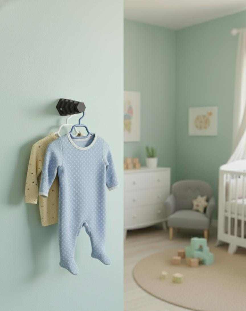 3D Baskı Duvara Monte Kıyafet Askılığı – Dikey 4 Kancalı Hexagon Askı