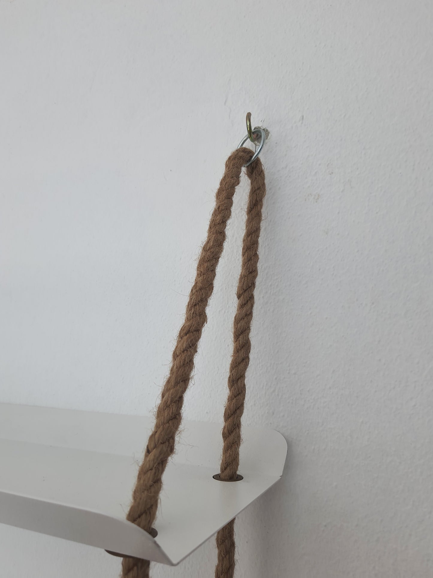 El Yapımı 3 Katlı Jüt Halatlı Asılı Metal Raf