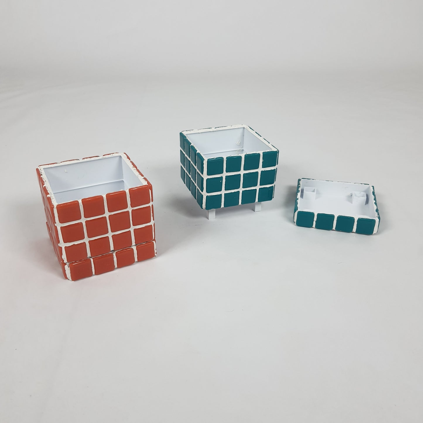 İkili El Yapımı Mozaik Saksı | Damlama Tepsisi