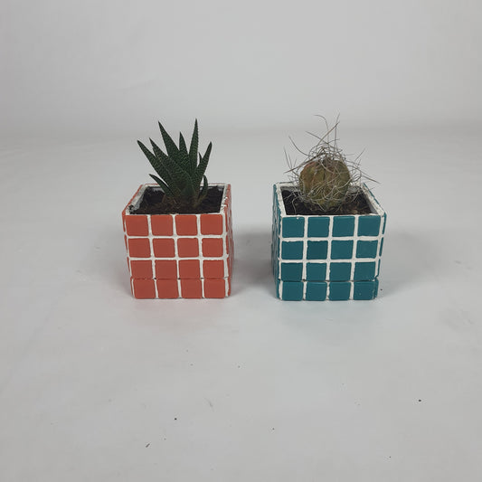 İkili El Yapımı Mozaik Saksı | Damlama Tepsisi