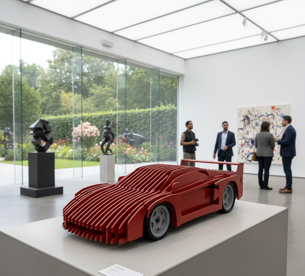 3D Kırmızı Ferrari Dekoratif Model Araba – Modern Sanatsal Tasarım / Koleksiyon ve Duvar Dekoru