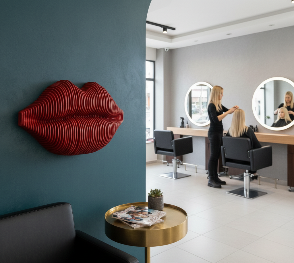 3D Kırmızı Dudak Duvar Dekoru – Modern & Sanatsal Tasarım