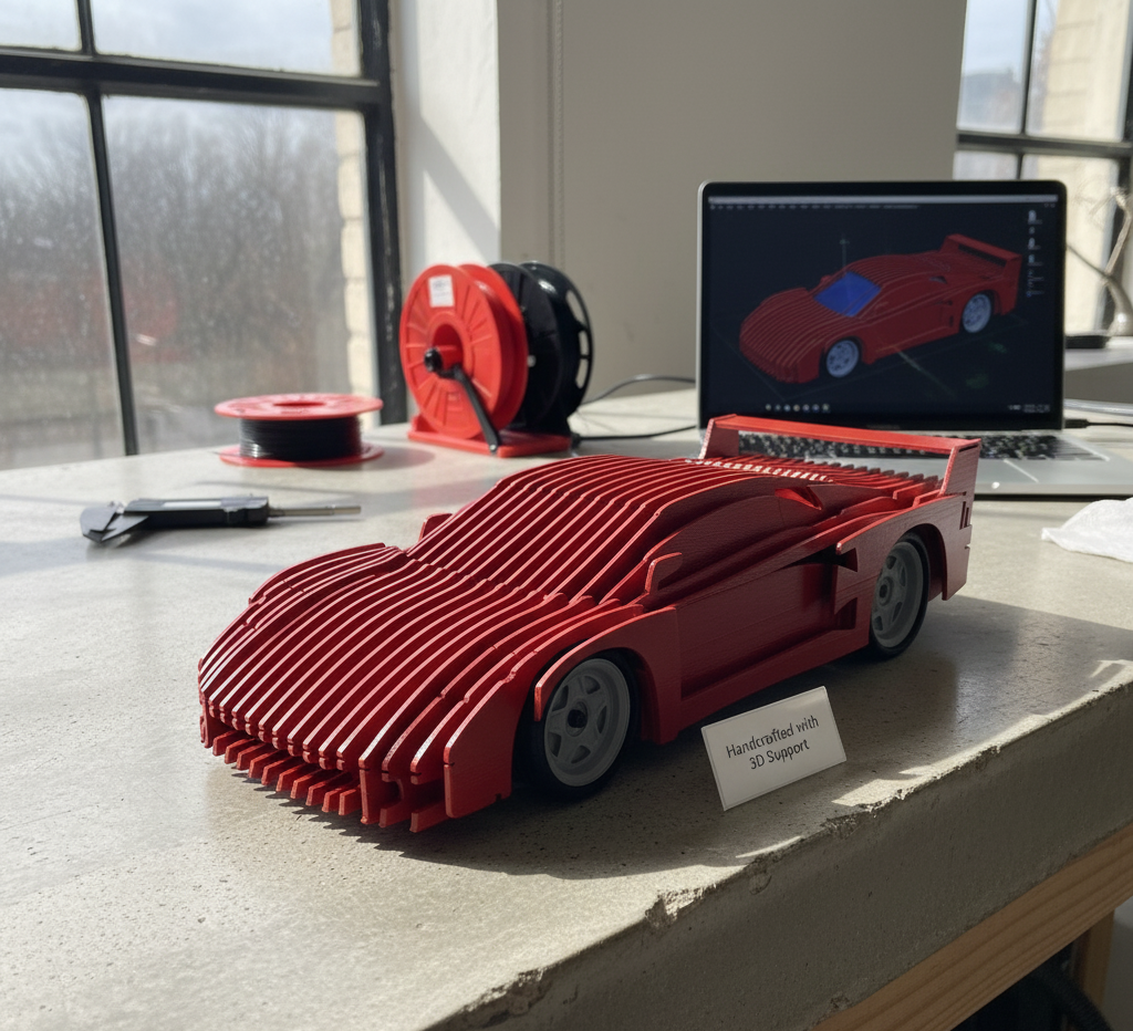 3D Kırmızı Ferrari Dekoratif Model Araba – Modern Sanatsal Tasarım / Koleksiyon ve Duvar Dekoru