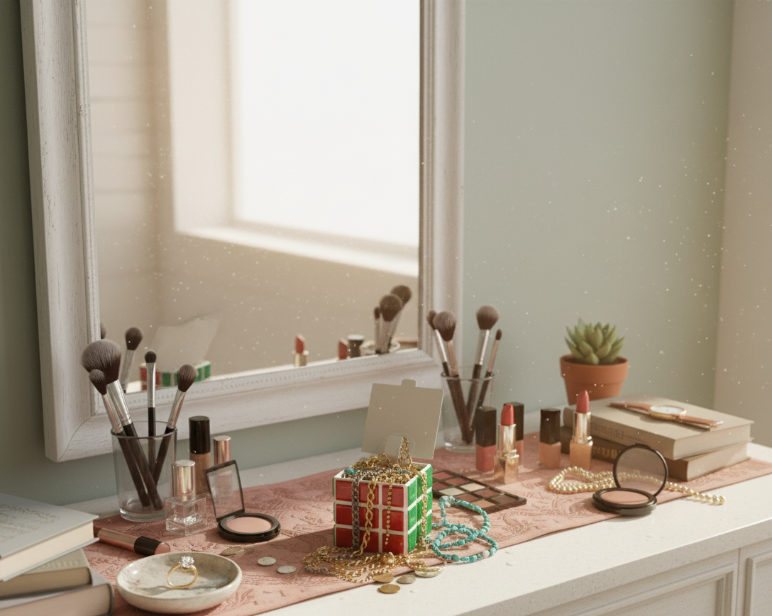 El Yapımı Mozaik Rubik Küp Kutusu – Mücevher & Hatıra Saklama