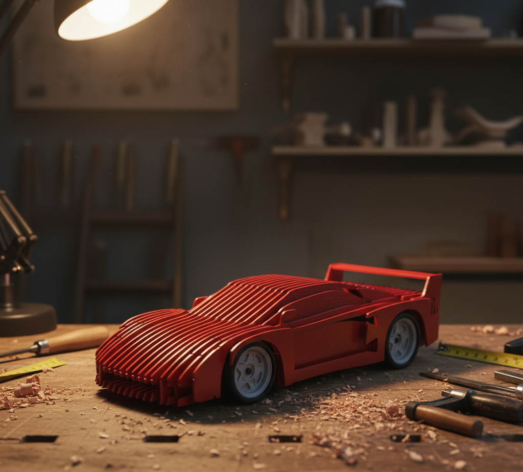 3D Kırmızı Ferrari Dekoratif Model Araba – Modern Sanatsal Tasarım / Koleksiyon ve Duvar Dekoru