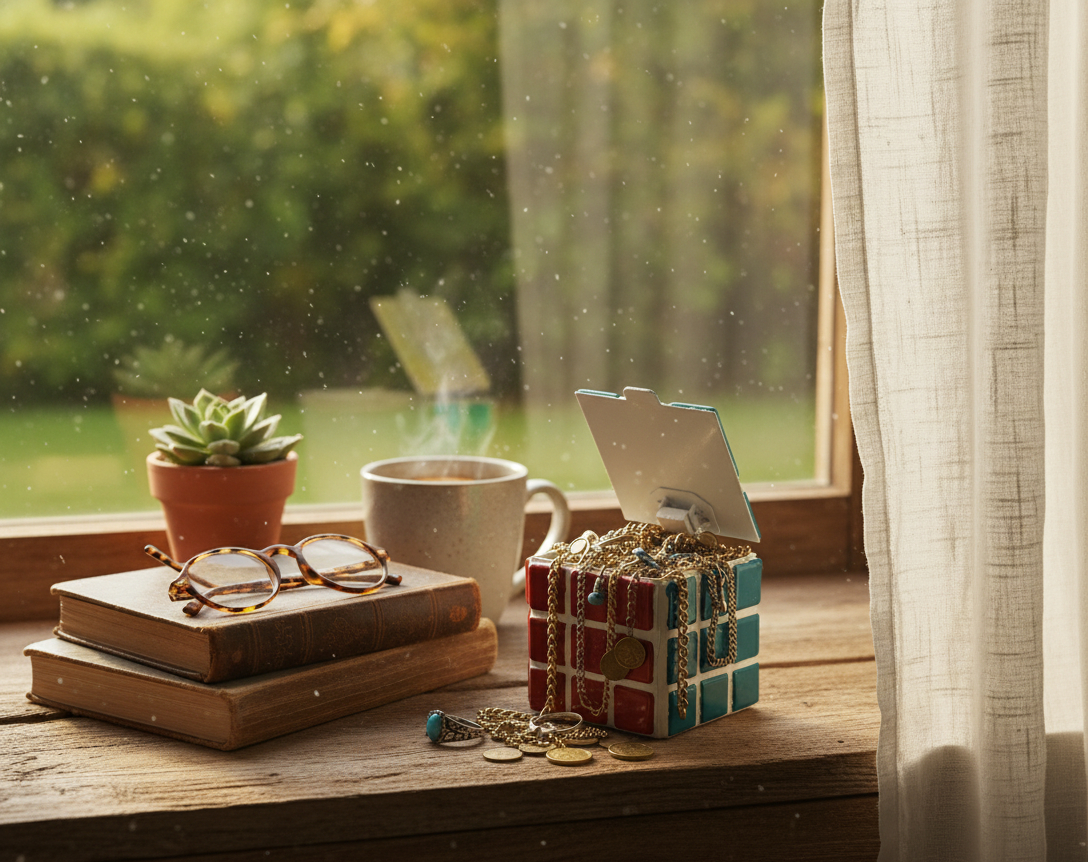 El Yapımı Mozaik Rubik Küp Kutusu – Mücevher & Hatıra Saklama