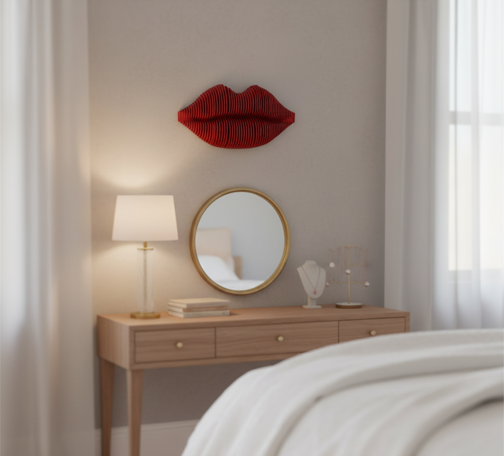 3D Kırmızı Dudak Duvar Dekoru – Modern & Sanatsal Tasarım