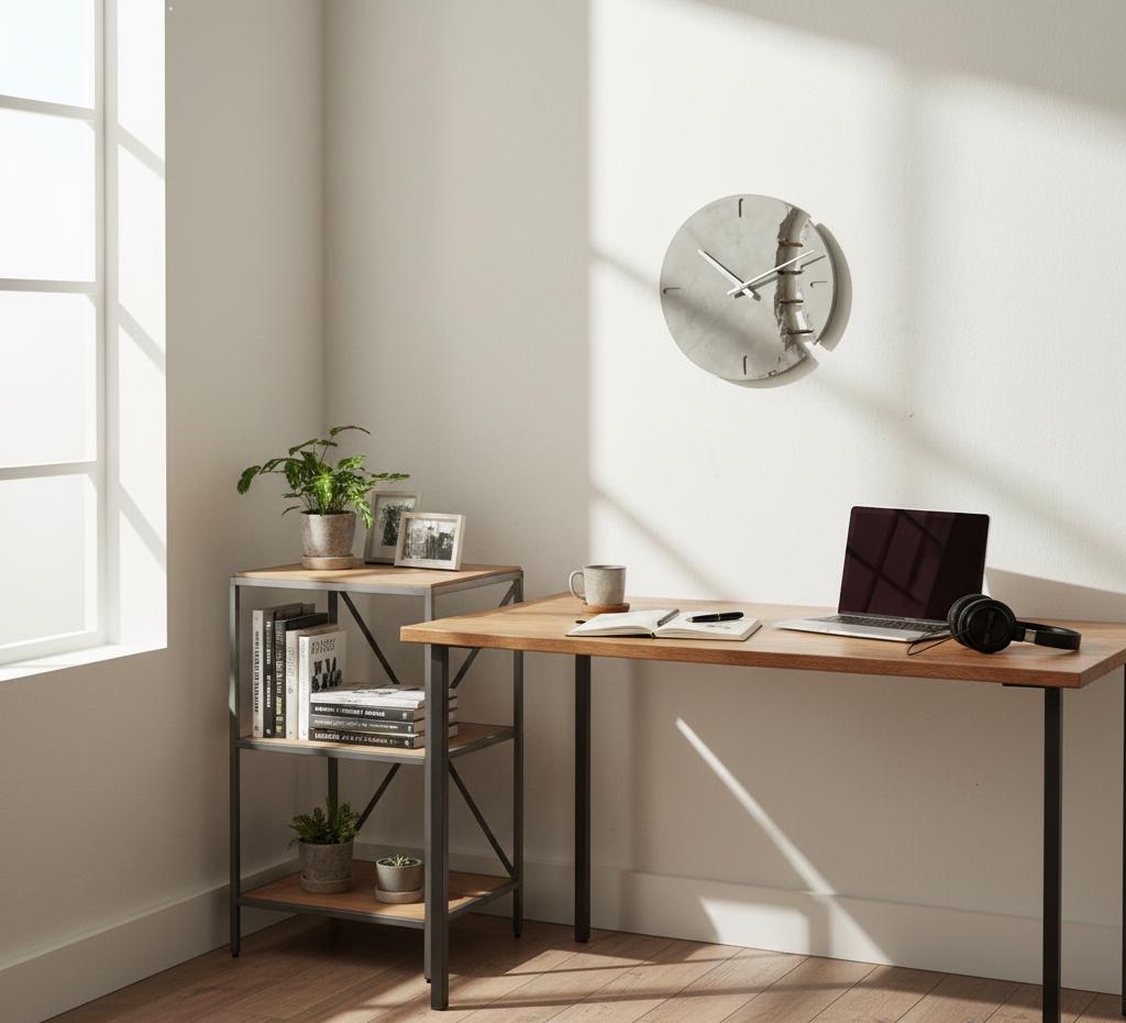 Brütalist Beton Duvar Saati – Endüstriyel / Mimari Dekor