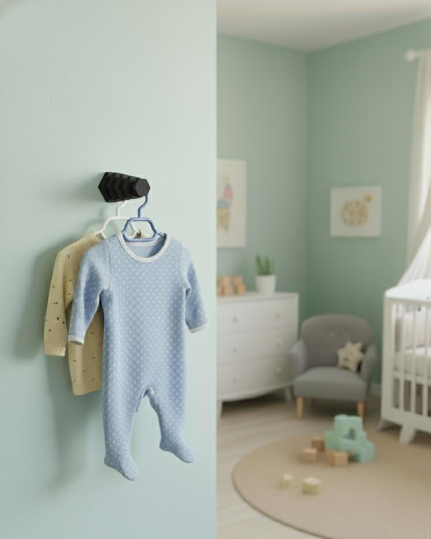 3D Baskı Duvara Monte Kıyafet Askılığı – Dikey 4 Kancalı Hexagon Askı