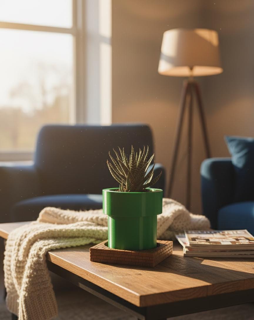 Tasarım Orta Boy S.Mario Temalı Boru Saksı – Dekoratif Fan Art Saksı