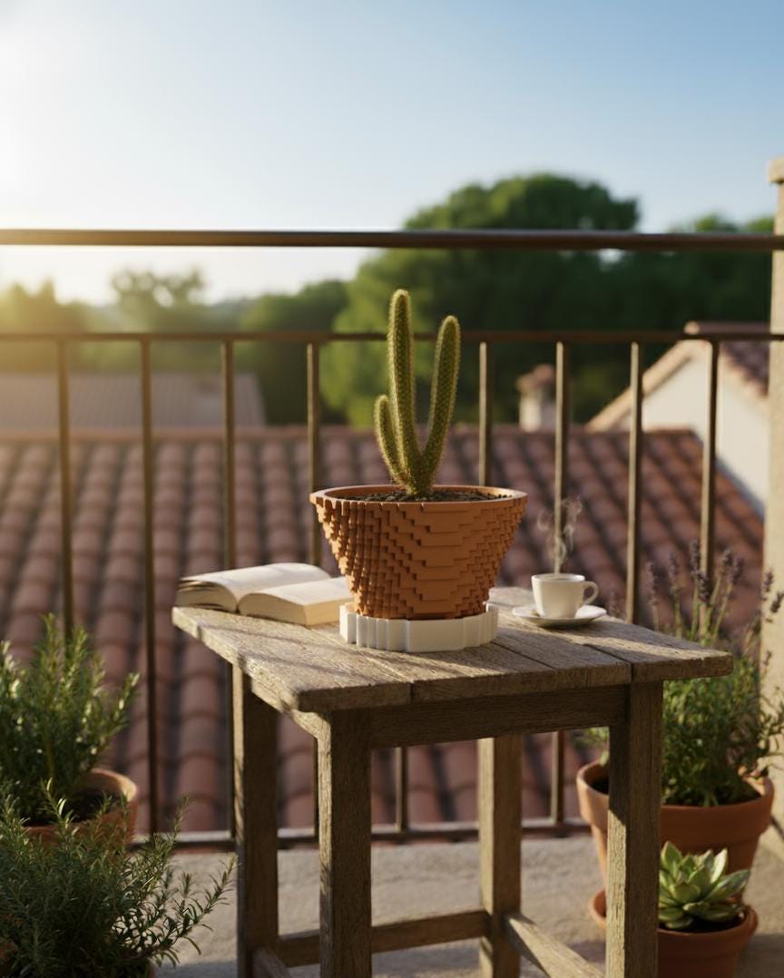 Pixel Art Saksı – 3D Baskı PLA Kaktüs & Sukulent Saksısı (Drenaj Tablalı)