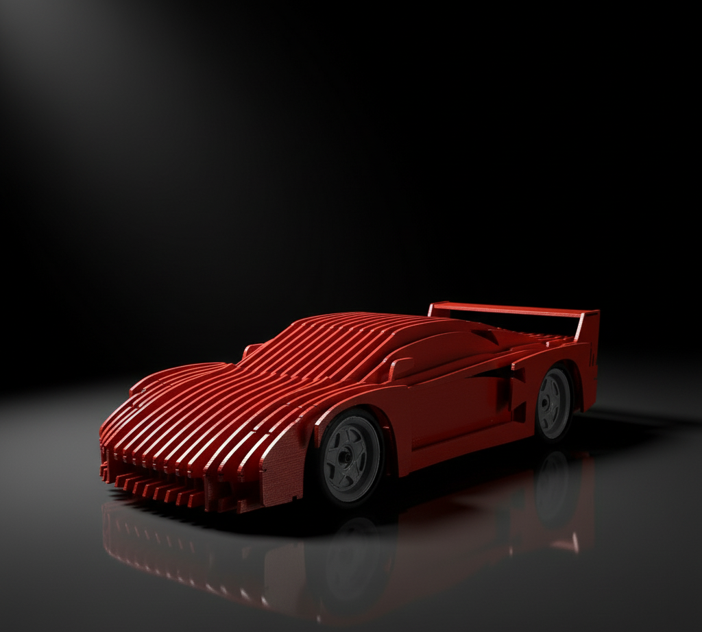 3D Kırmızı Ferrari Dekoratif Model Araba – Modern Sanatsal Tasarım / Koleksiyon ve Duvar Dekoru