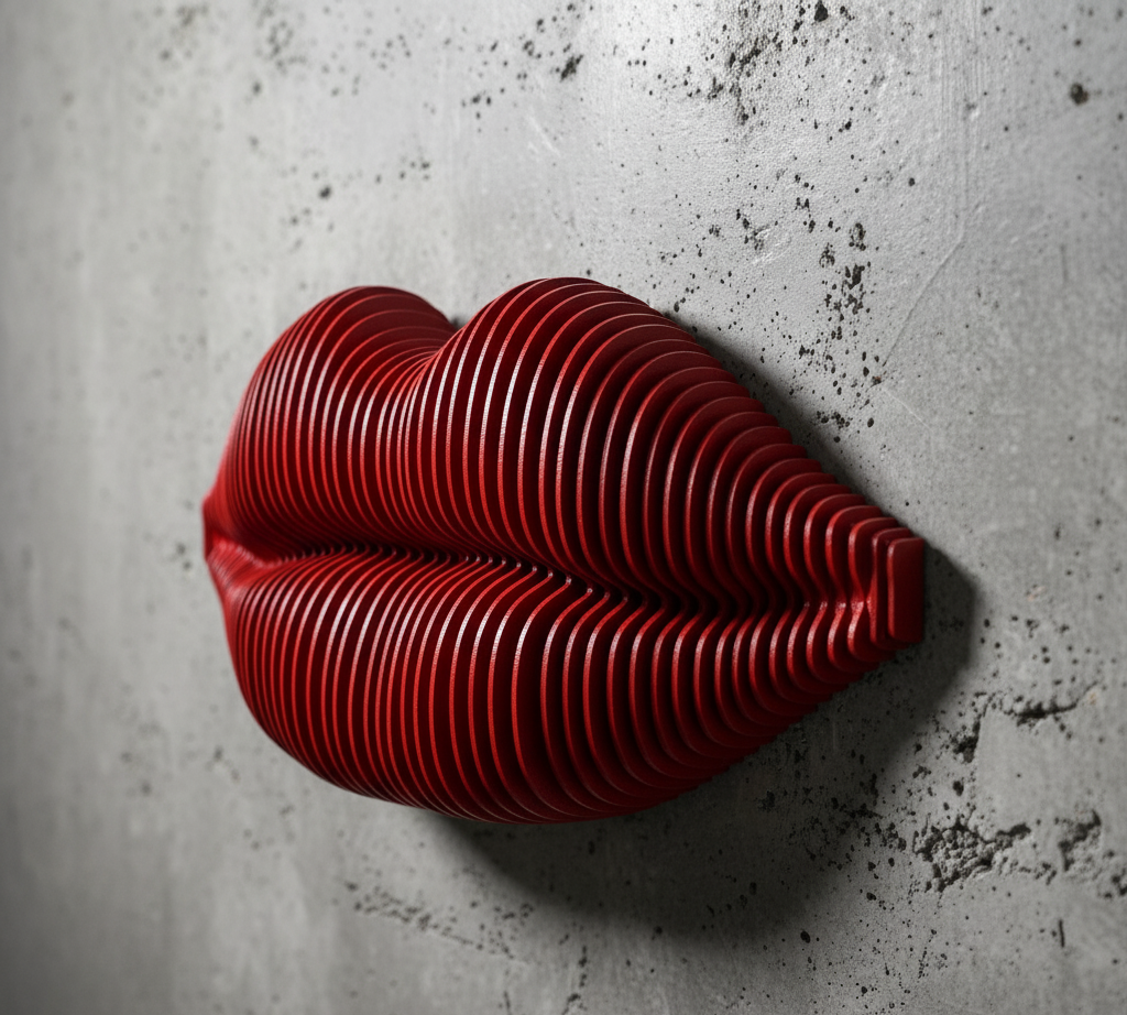 3D Kırmızı Dudak Duvar Dekoru – Modern & Sanatsal Tasarım