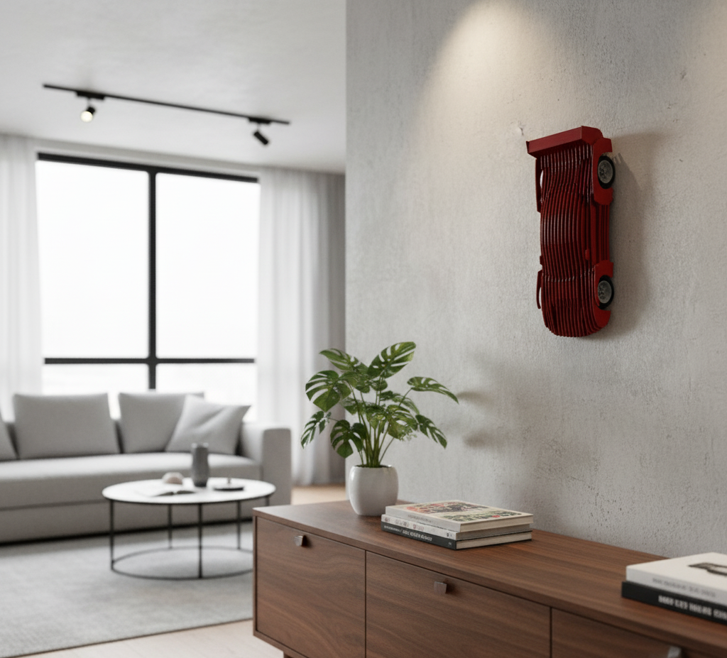 3D Kırmızı Ferrari Dekoratif Model Araba – Modern Sanatsal Tasarım / Koleksiyon ve Duvar Dekoru