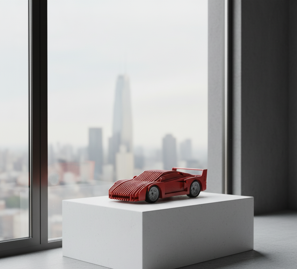 3D Kırmızı Ferrari Dekoratif Model Araba – Modern Sanatsal Tasarım / Koleksiyon ve Duvar Dekoru