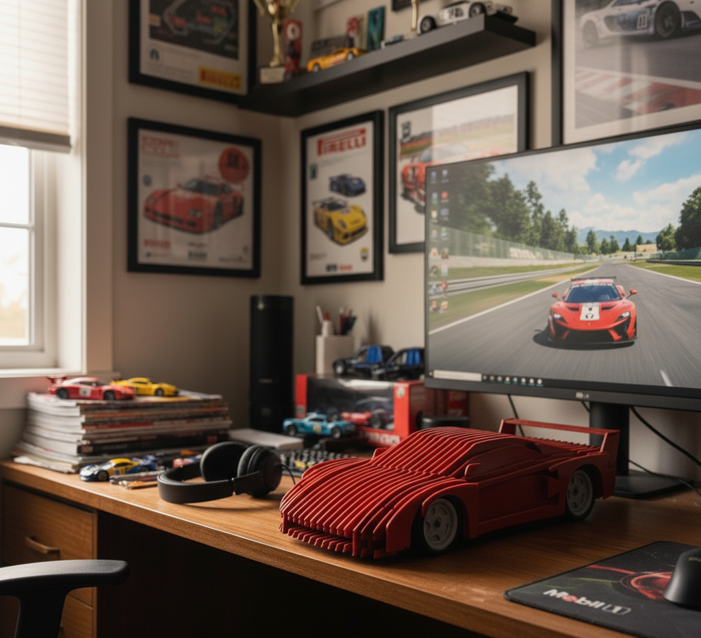 3D Kırmızı Ferrari Dekoratif Model Araba – Modern Sanatsal Tasarım / Koleksiyon ve Duvar Dekoru