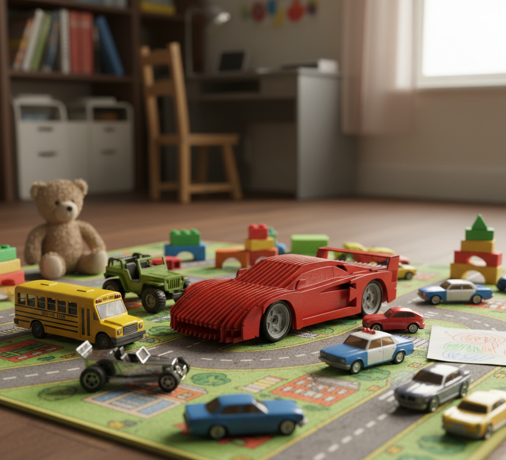 3D Kırmızı Ferrari Dekoratif Model Araba – Modern Sanatsal Tasarım / Koleksiyon ve Duvar Dekoru