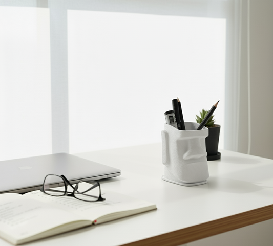 Moai Kafası Kalemlik – Masa Düzenleyici - Benzersiz Ofis Dekoru