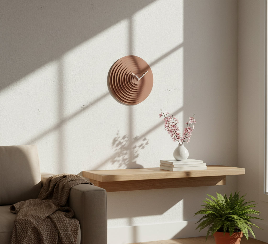 3D Baskı Destekli Modern Duvar Saati – Katmanlı Minimal Tasarım / El Yapımı Dekoratif Saat