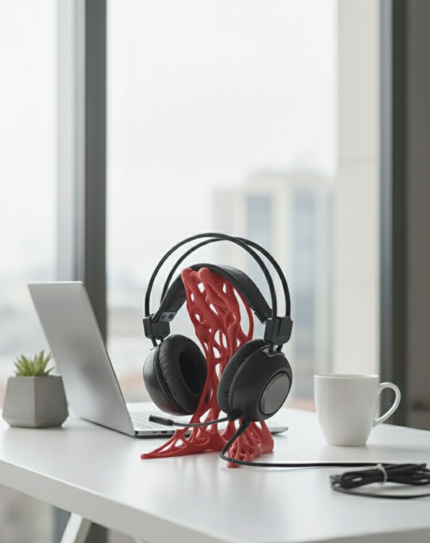 Exoskeleton Tasarımlı 3D Baskı Kulaklık Standı – Masaüstü Düzenleyici