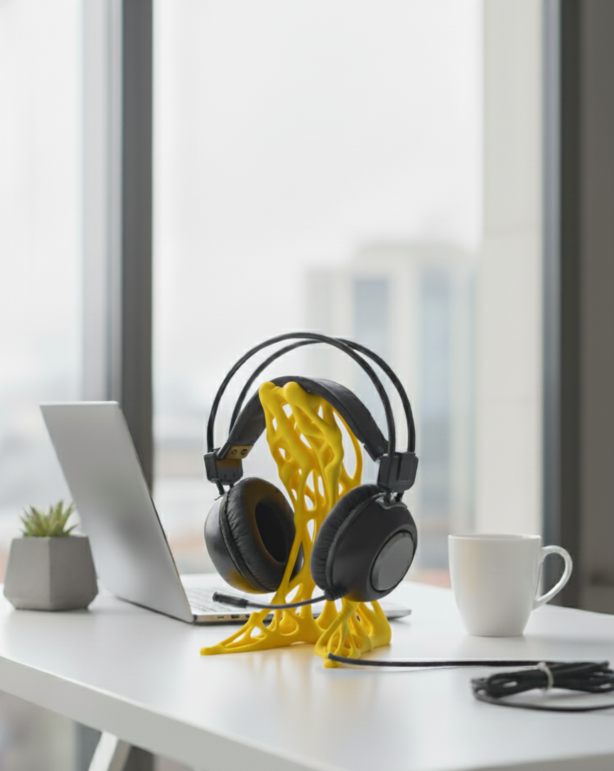 Exoskeleton Tasarımlı 3D Baskı Kulaklık Standı – Masaüstü Düzenleyici