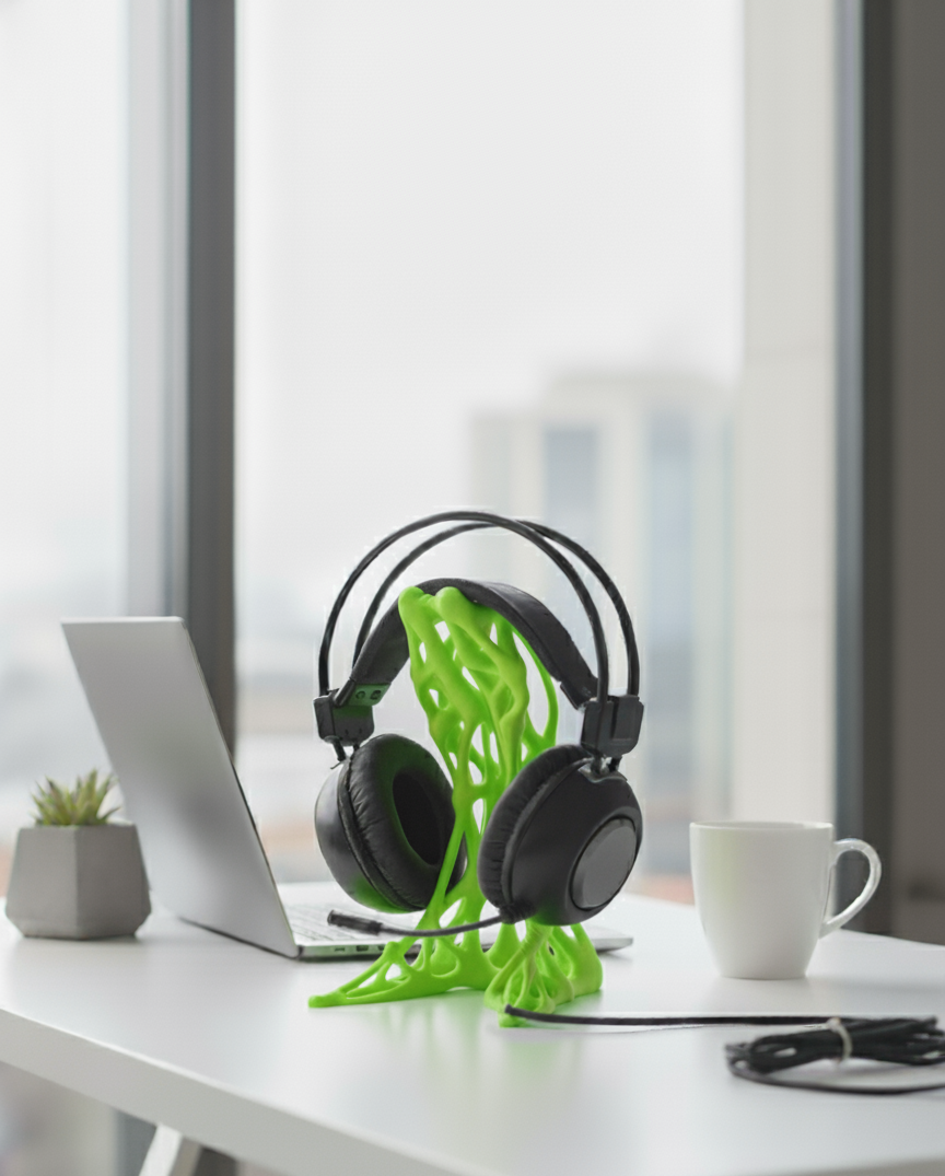 Exoskeleton Tasarımlı 3D Baskı Kulaklık Standı – Masaüstü Düzenleyici