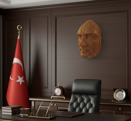 Atatürk Büst - Parametrik Tasarım-Altın renk