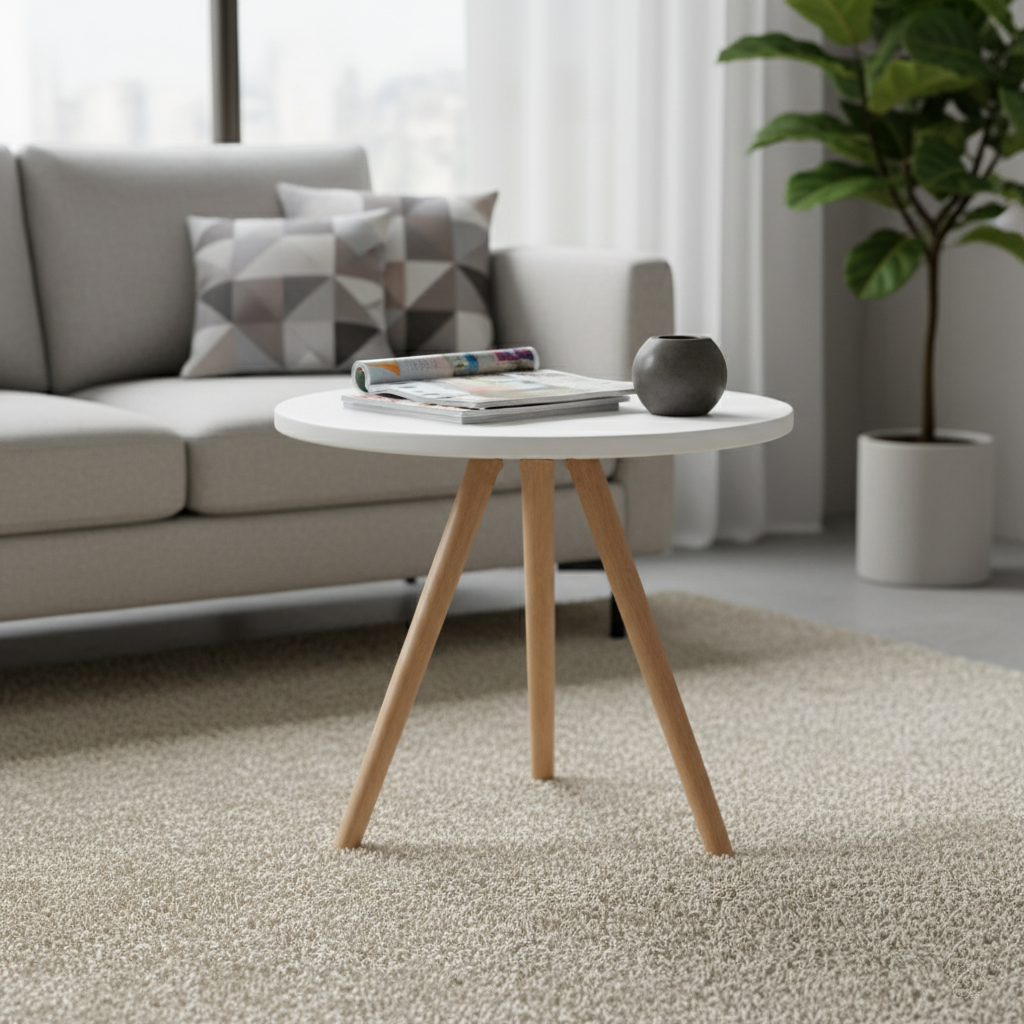 Metal Üstlü Kayın Ayaklı Minimal Sehpa