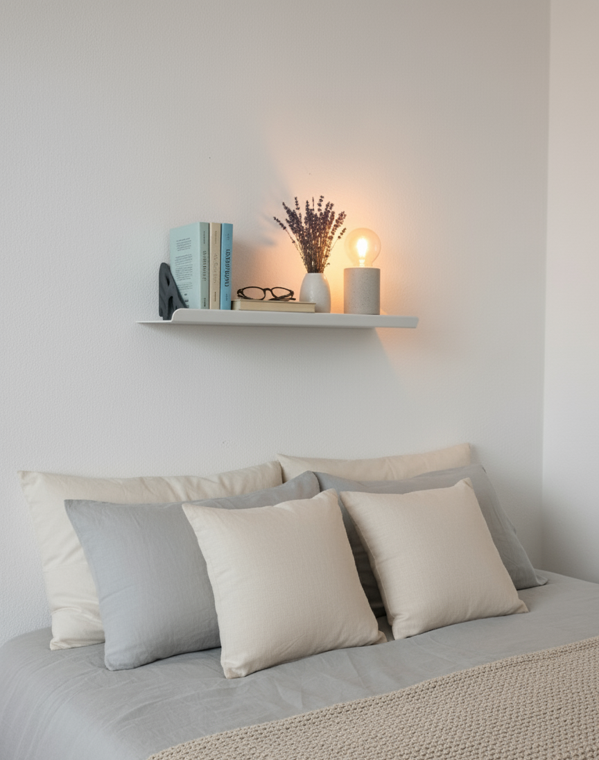 El Yapımı Modern Metal Duvar Rafı – 3D Baskılı Destekli Raf