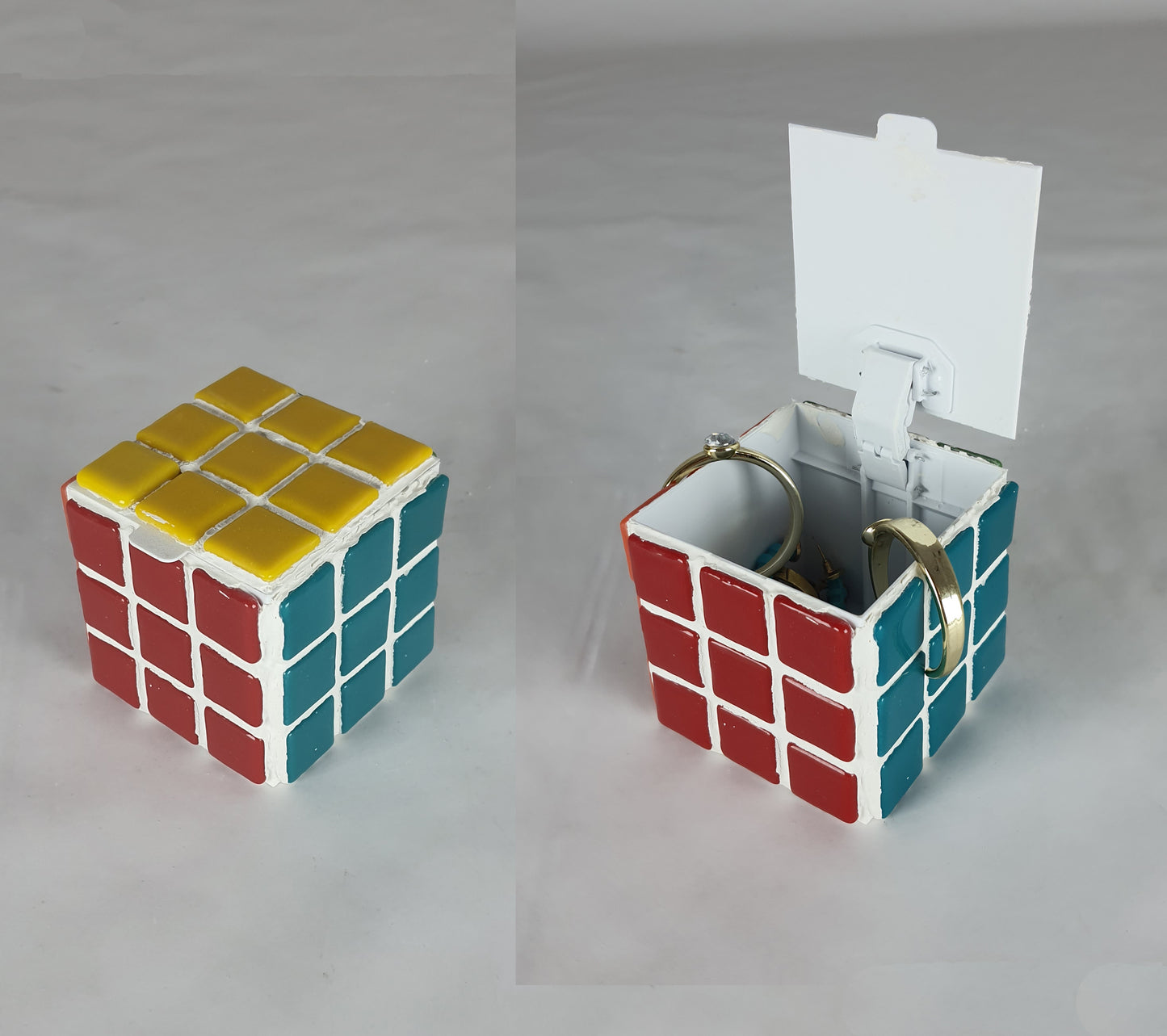 El Yapımı Mozaik Rubik Küp Kutusu – Mücevher & Hatıra Saklama