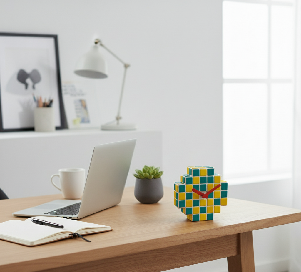 El Yapımı Mozaik Masa Saati – Bohem