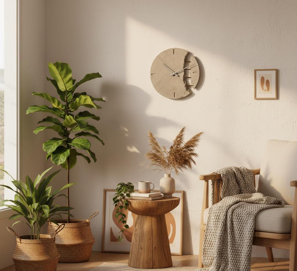 Brütalist Beton Duvar Saati – Endüstriyel / Mimari Dekor