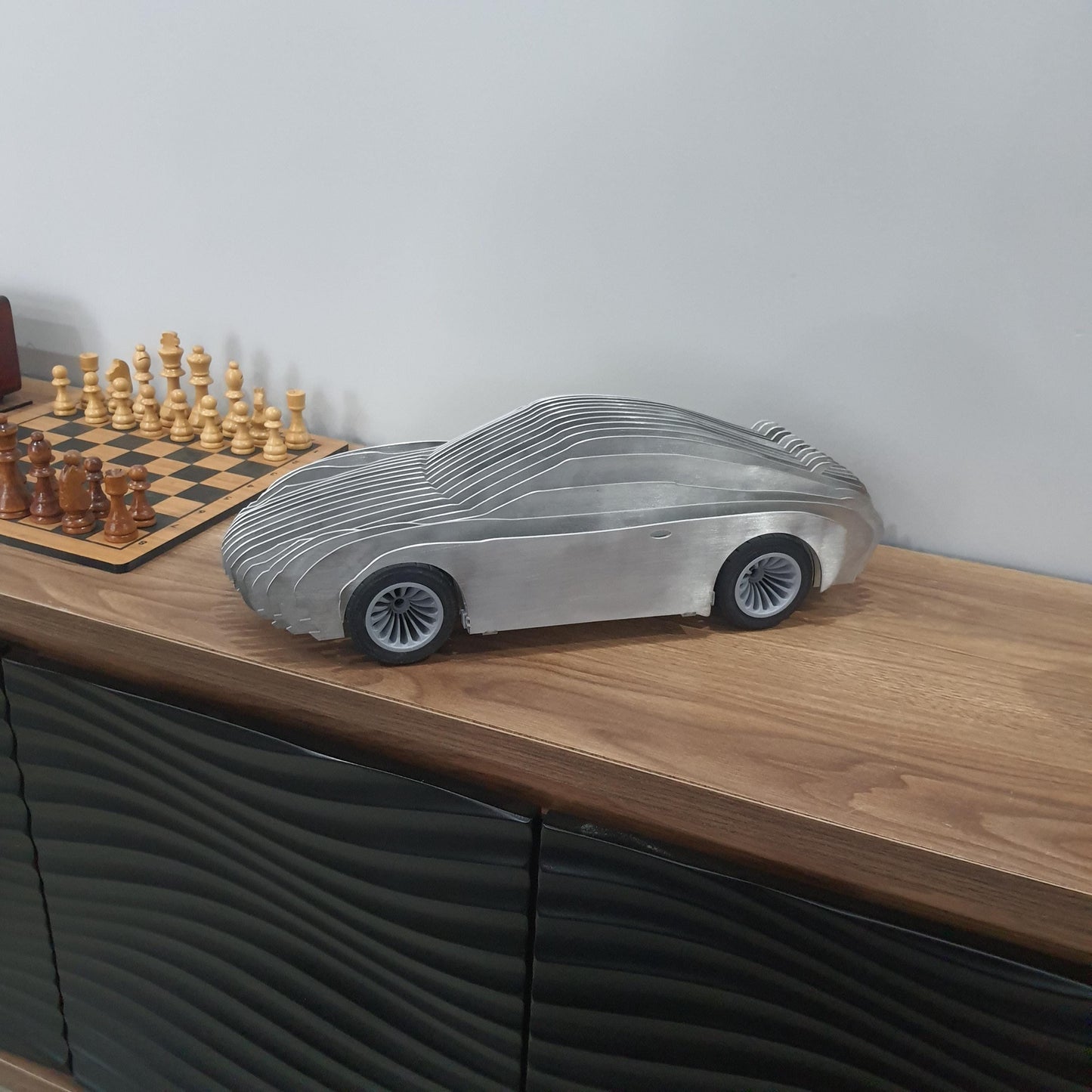 Porsche 911 Alüminyum Araba Heykeli–Metal Dekor, Koleksiyon Parçası–Ev/Ofis Dekoru–Masaüstü Dekor