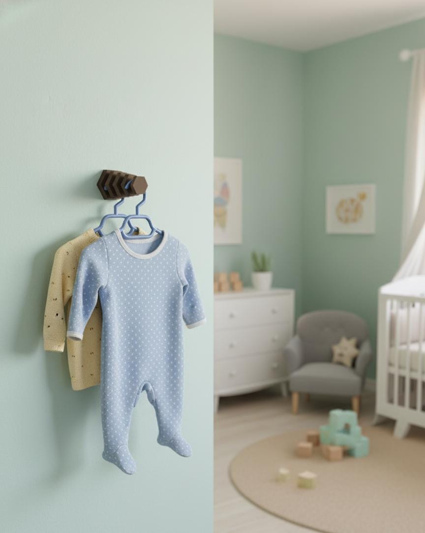 3D Baskı Duvara Monte Kıyafet Askılığı – Dikey 4 Kancalı Hexagon Askı