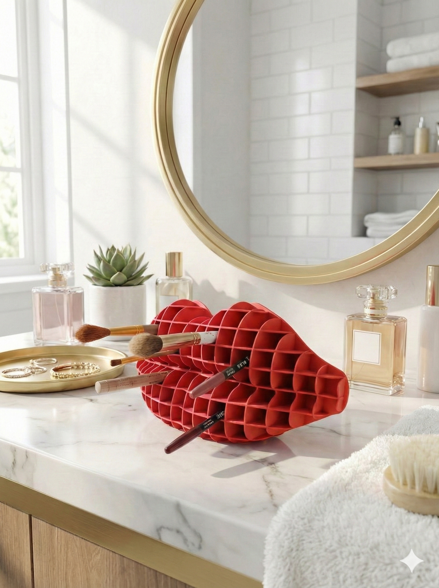 Modern Dekoratif Dudak | Estetik Makyaj Masası Düzenleyici