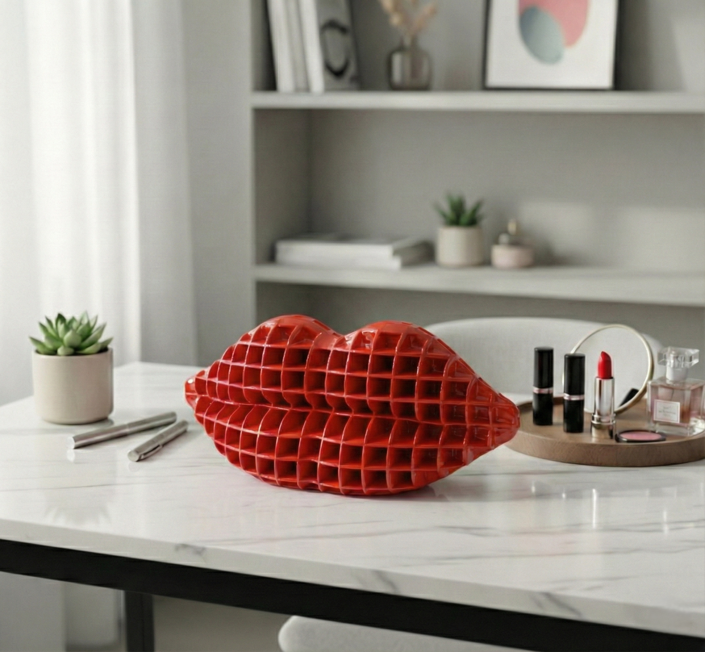 Modern Dekoratif Dudak | Estetik Makyaj Masası Düzenleyici