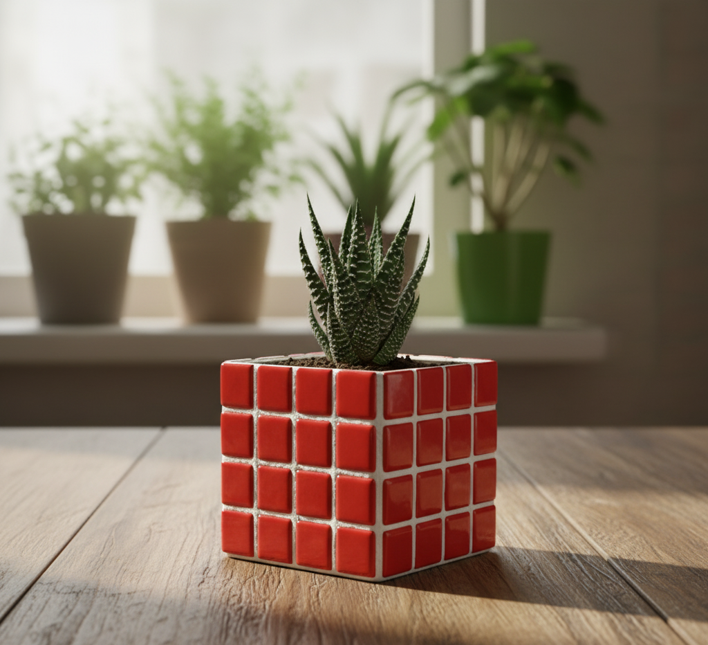 İkili El Yapımı Mozaik Saksı | Damlama Tepsisi