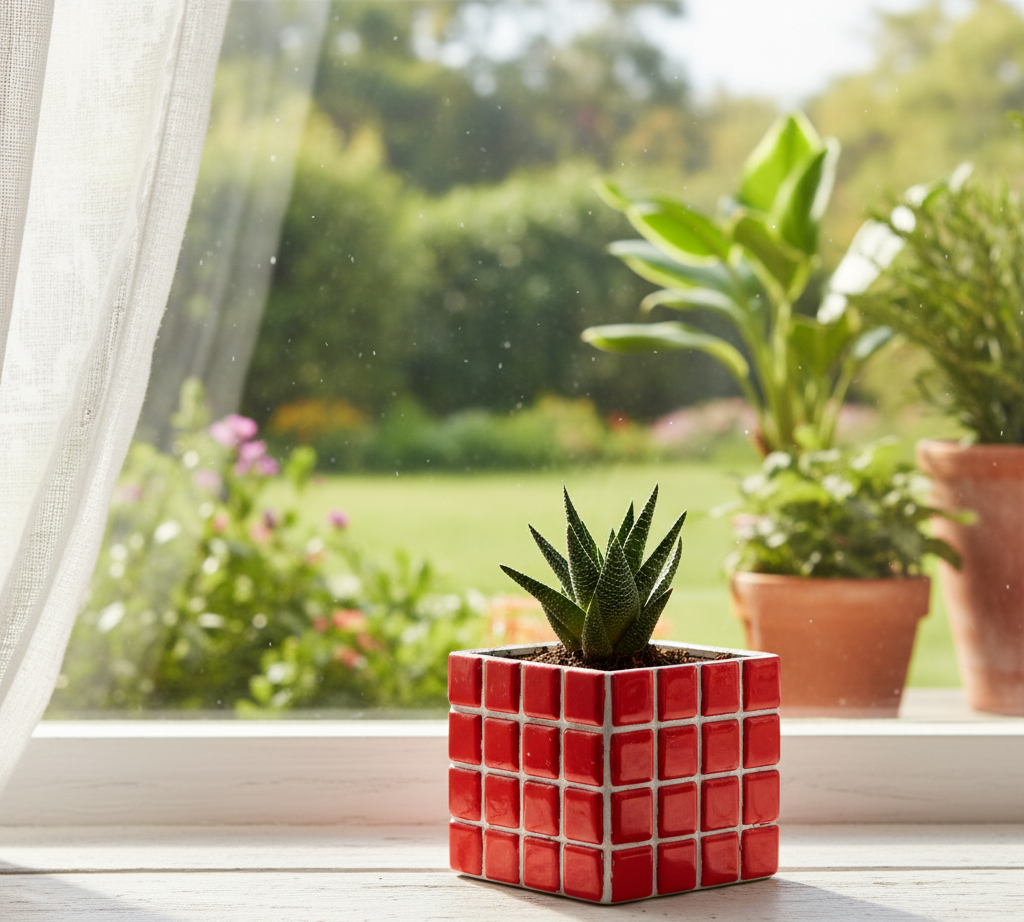 İkili El Yapımı Mozaik Saksı | Damlama Tepsisi