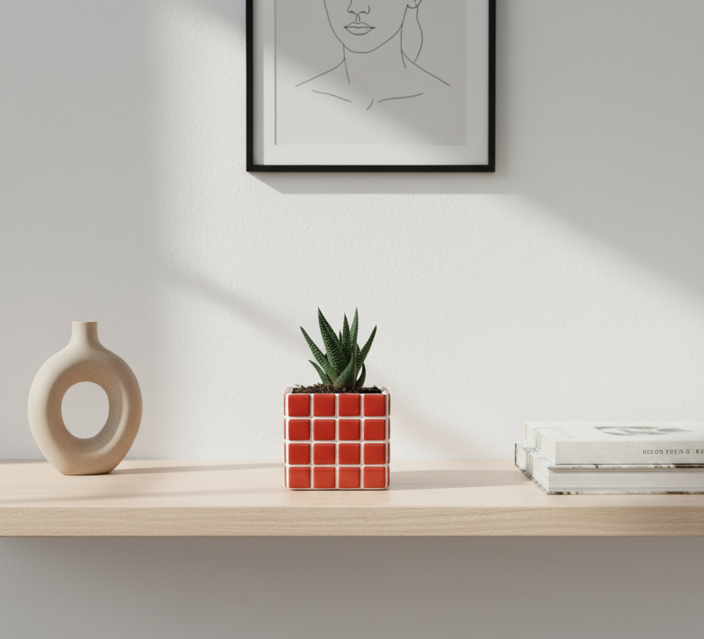 İkili El Yapımı Mozaik Saksı | Damlama Tepsisi