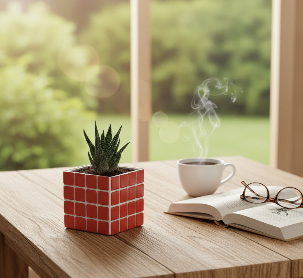 İkili El Yapımı Mozaik Saksı | Damlama Tepsisi