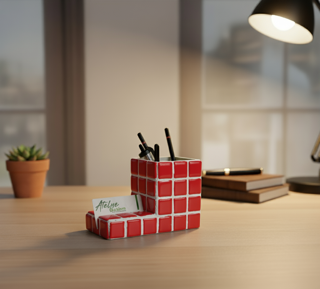 El Yapımı Mozaik Kalemlik – Masaüstü Dekoratif Kalemlik