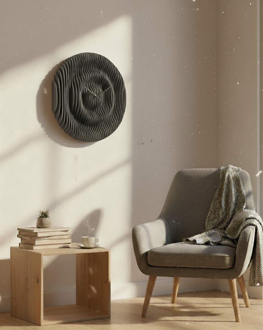 Parametrik Ahşap Duvar Saati - Modern 3D Katmanlı El Yapımı Saat